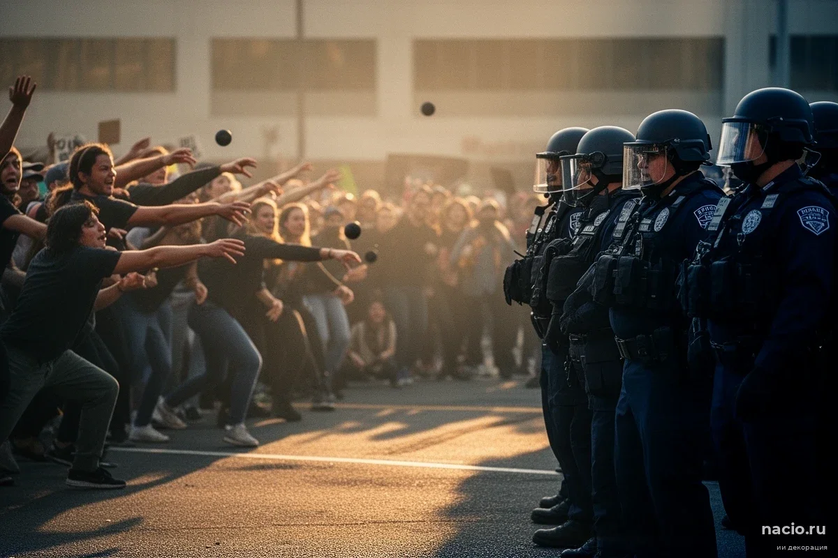 Офицеры ICE в Портленде вынуждены отбиваться ногами от тысяч резиновых изделий